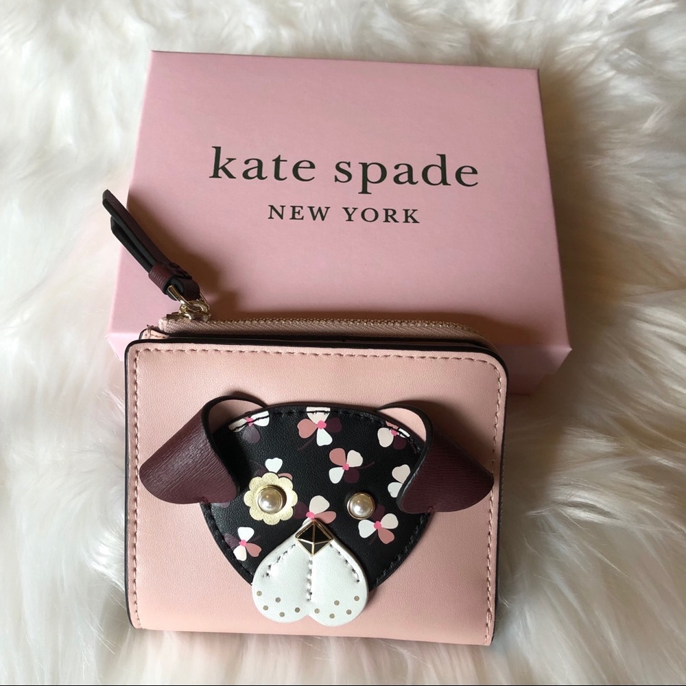 NWT KATE SPADE Floral Pup Dog Bifold Wallet